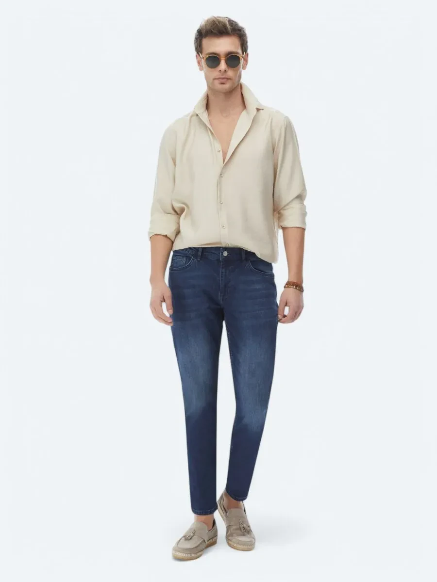 Beige Plain Regular Fit Weaving Casual Shirt - 7