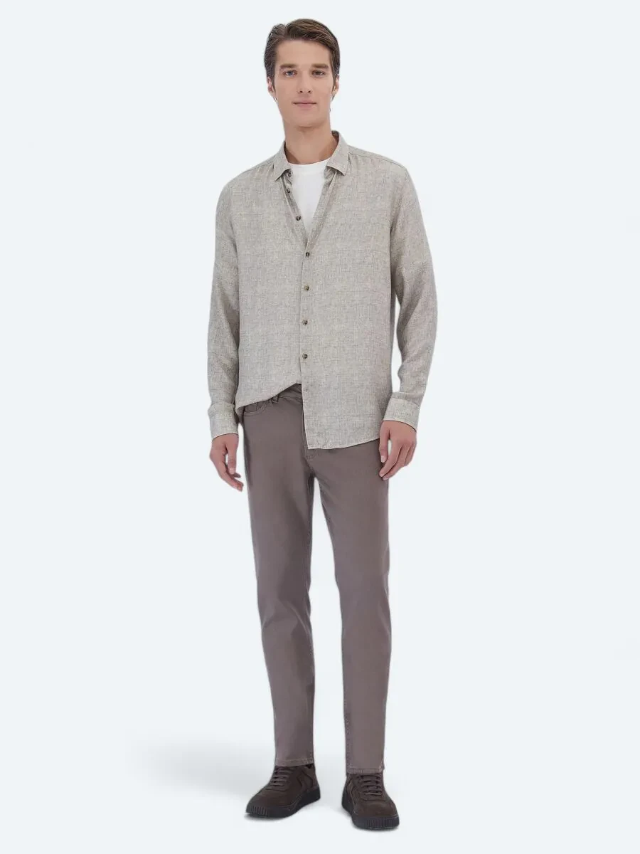 Beige Printed Regular Fit Weaving Casual Shirt - 2