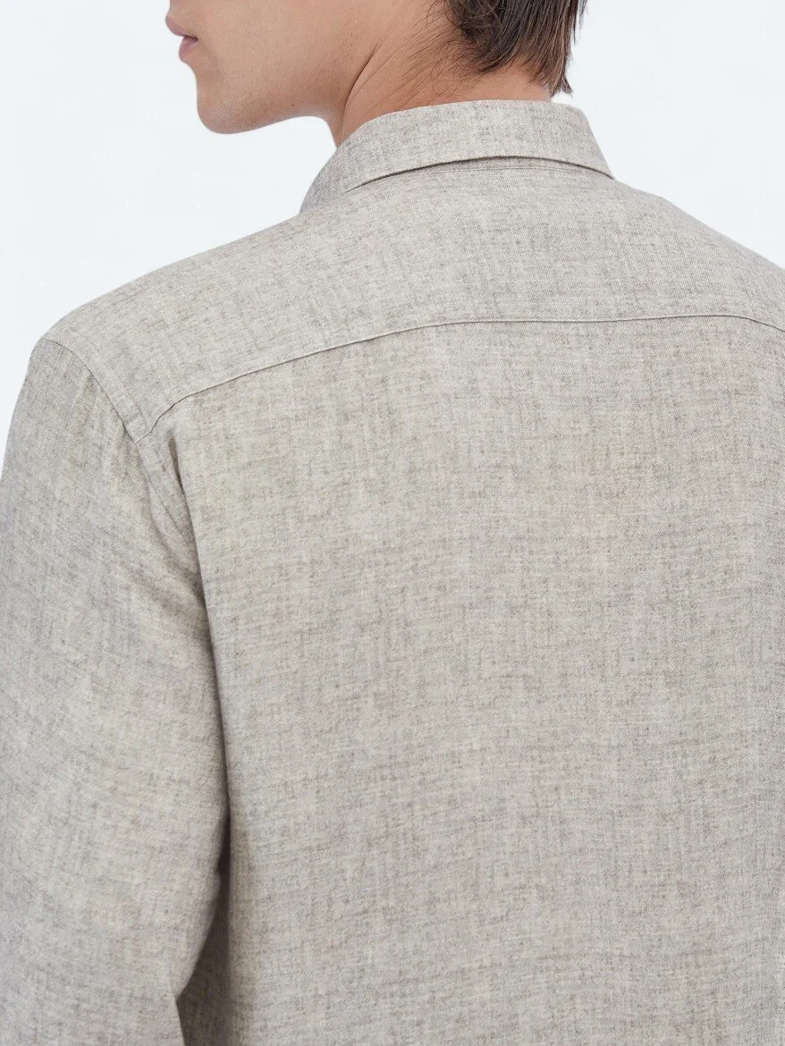 Beige Printed Regular Fit Weaving Casual Shirt - 4