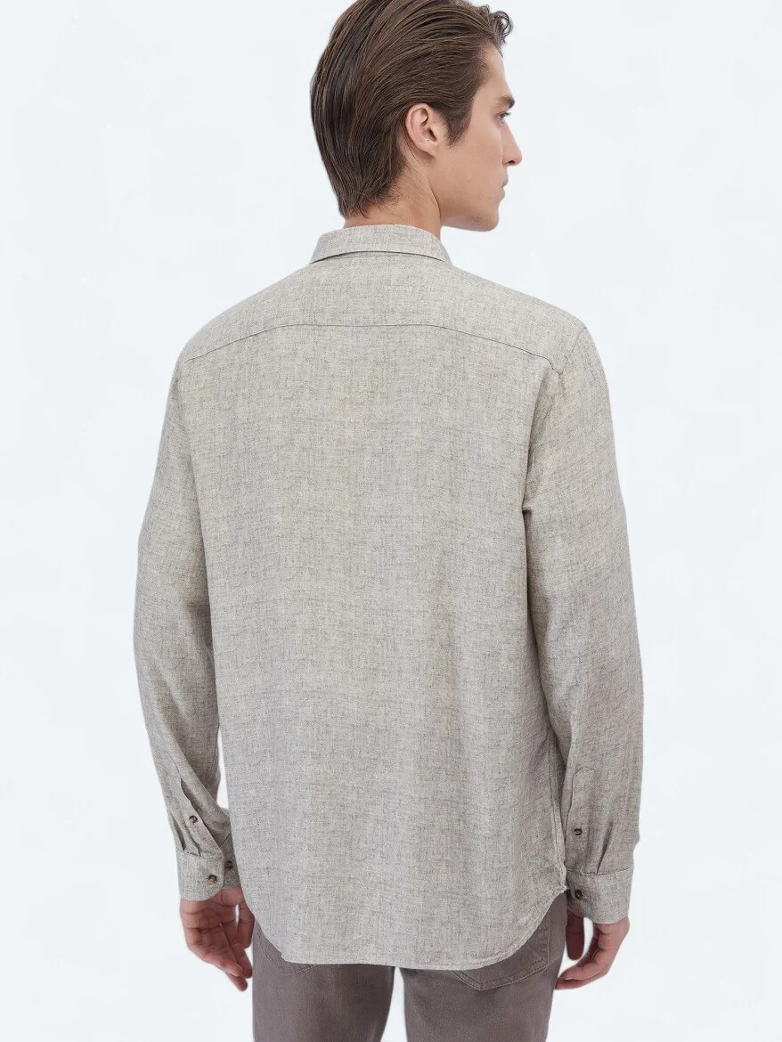 Beige Printed Regular Fit Weaving Casual Shirt - 5