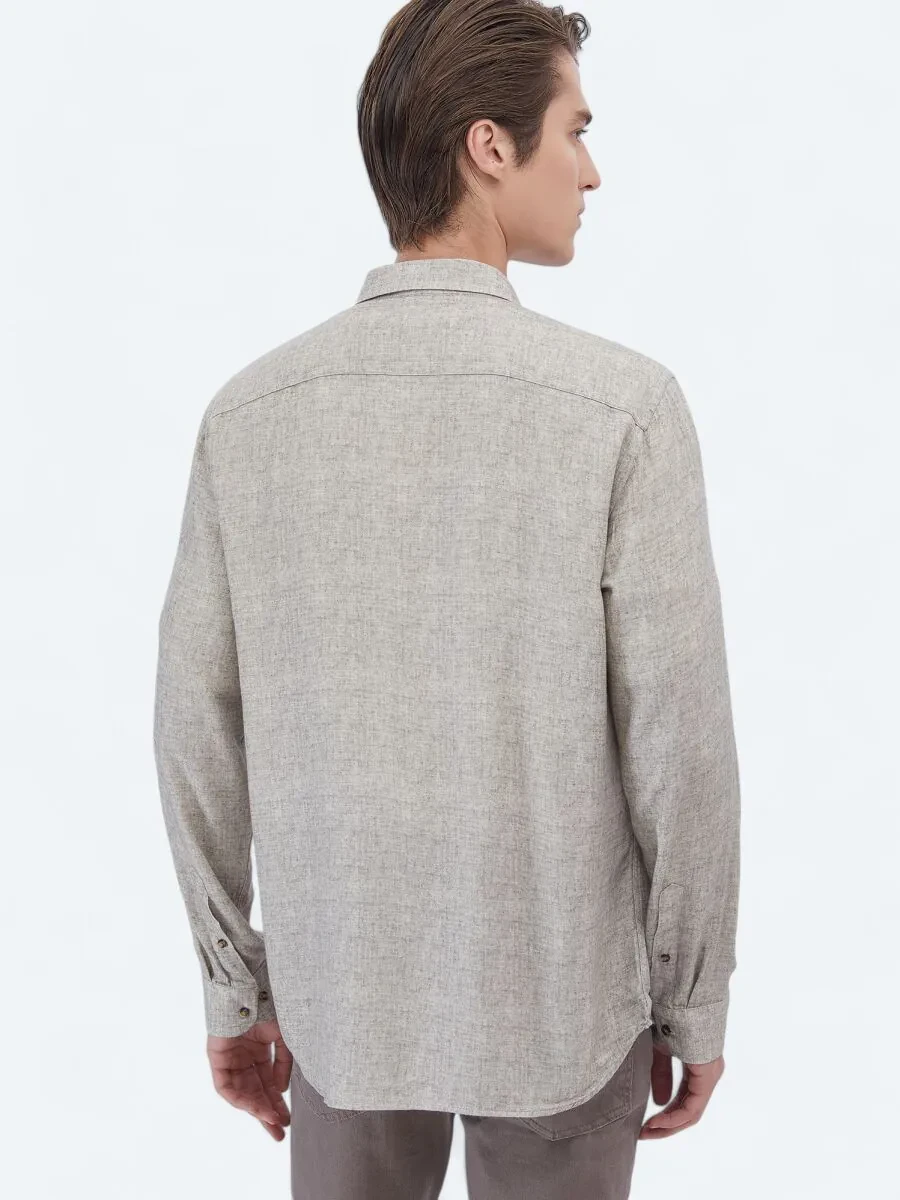 Beige Printed Regular Fit Weaving Casual Shirt - 5