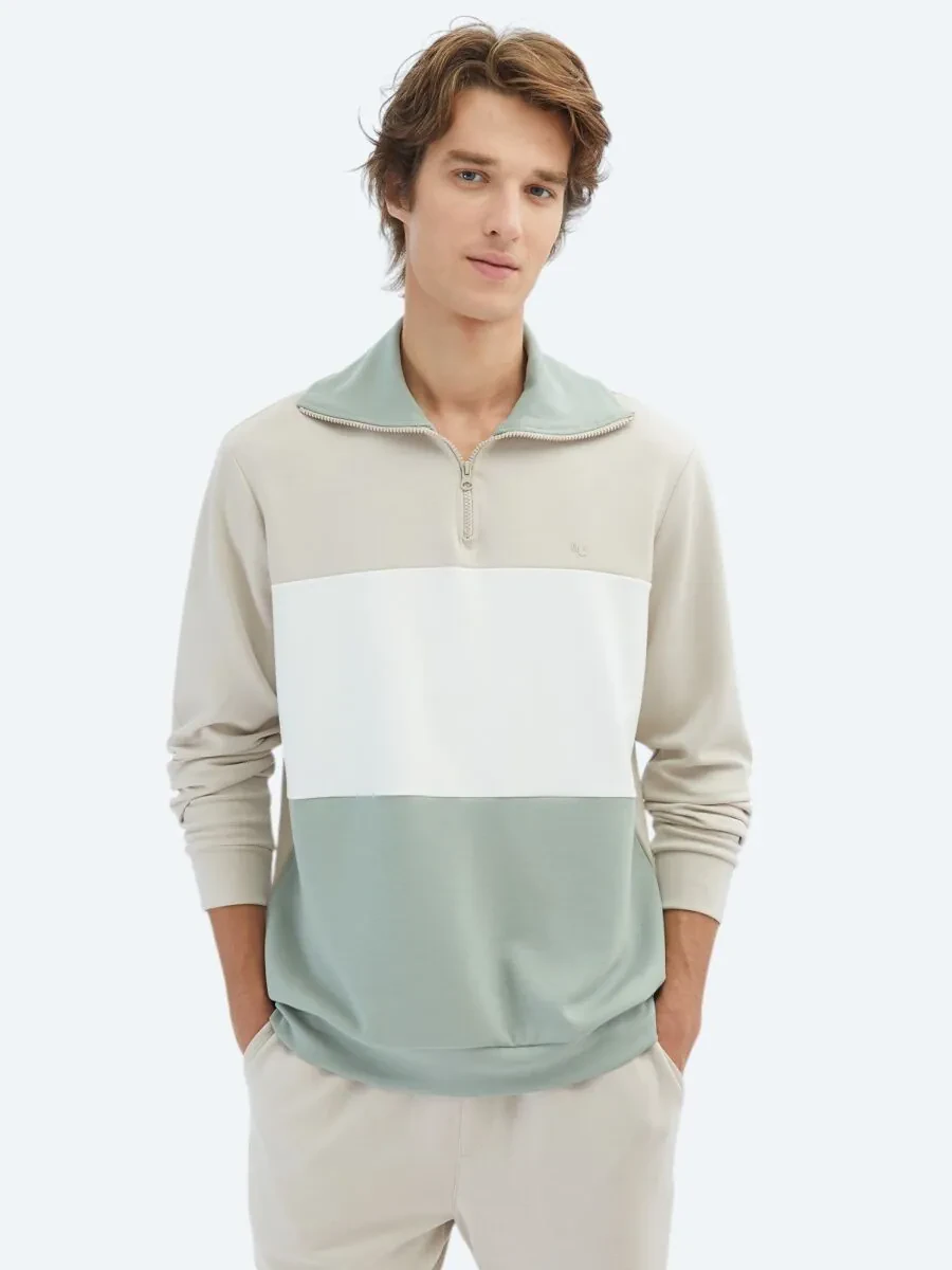 Beige Turtleneck Sweatshirt - 1