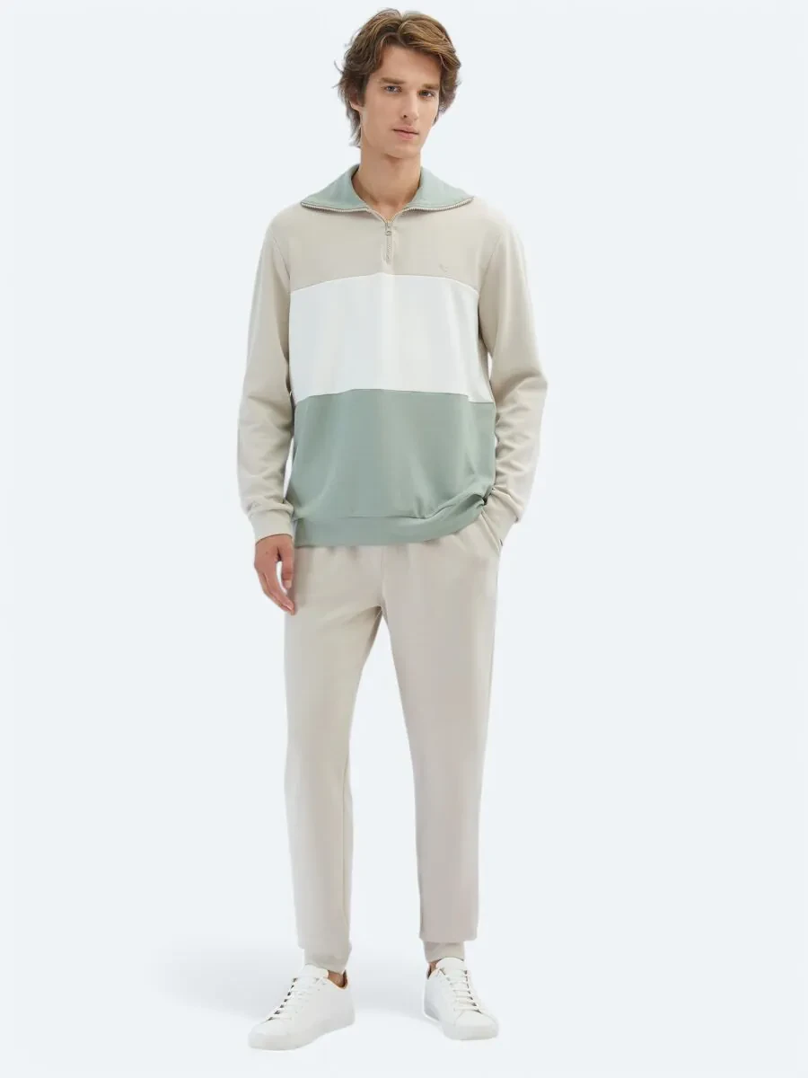 Beige Turtleneck Sweatshirt - 2