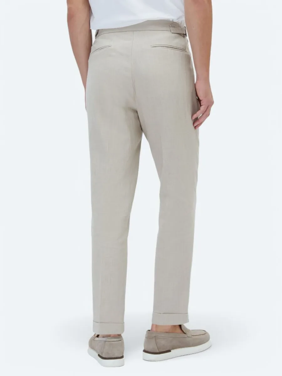 Beige Weaving Carrot Fit Casual Trousers - 5