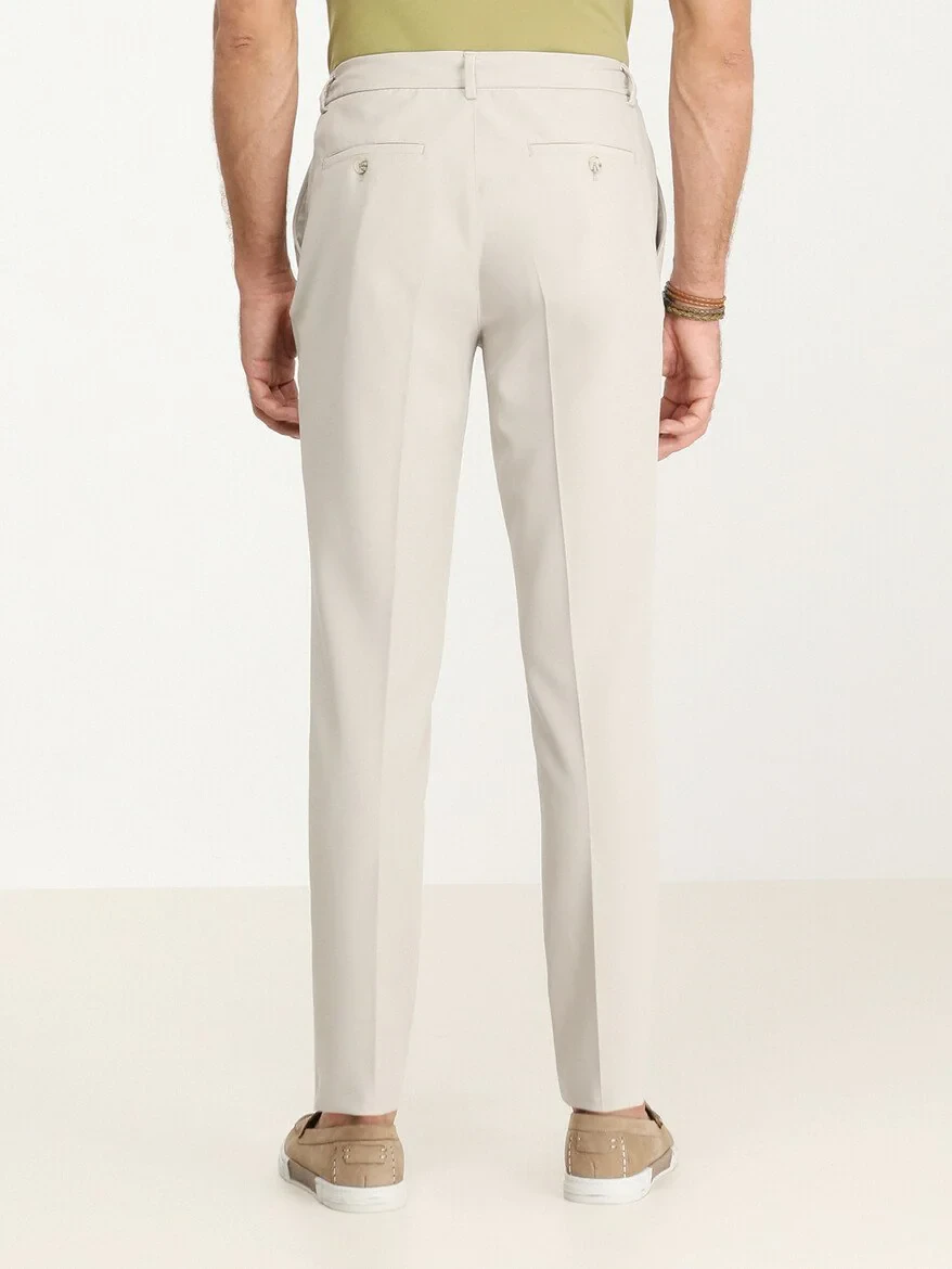 Beige Weaving Jogging Fit Casual Trousers - 4