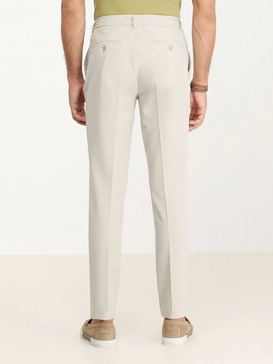 Beige Weaving Jogging Fit Casual Trousers - 4