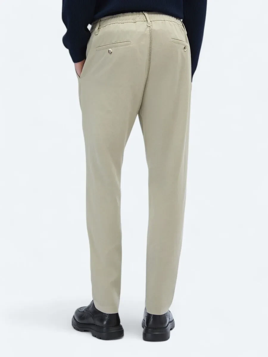 Beige Weaving Jogging Fit Casual Trousers - 4