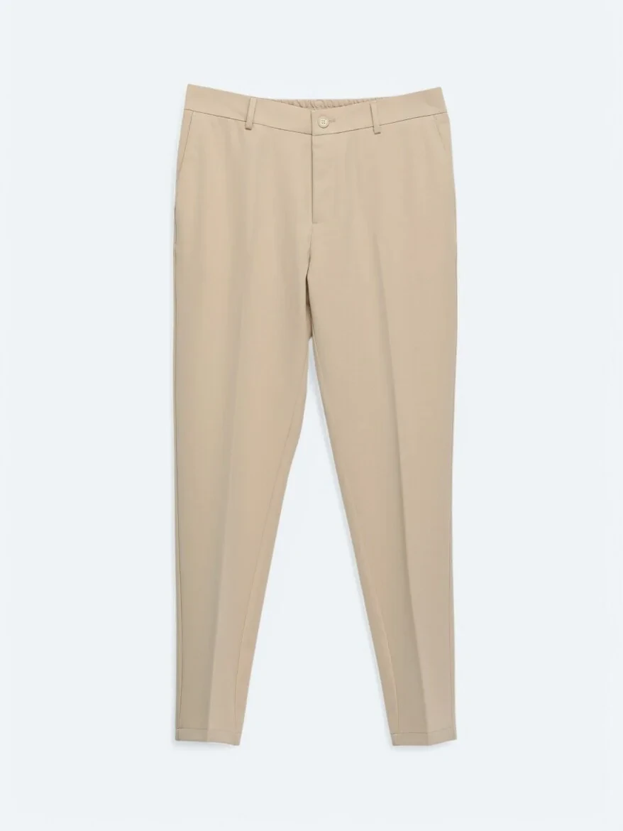 Beige Weaving Jogging Fit Casual Trousers - 6
