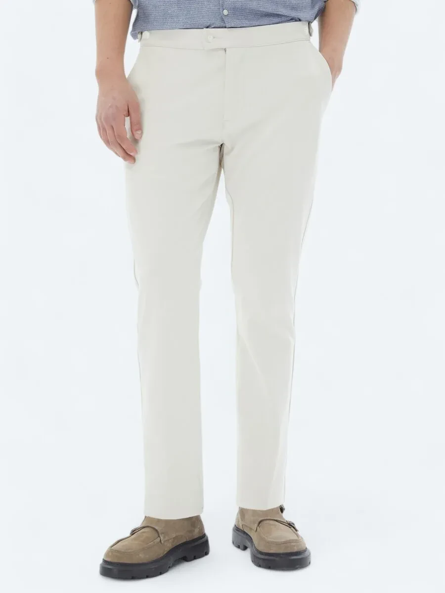 Beige Weaving Loose Fit Casual Trousers - 2