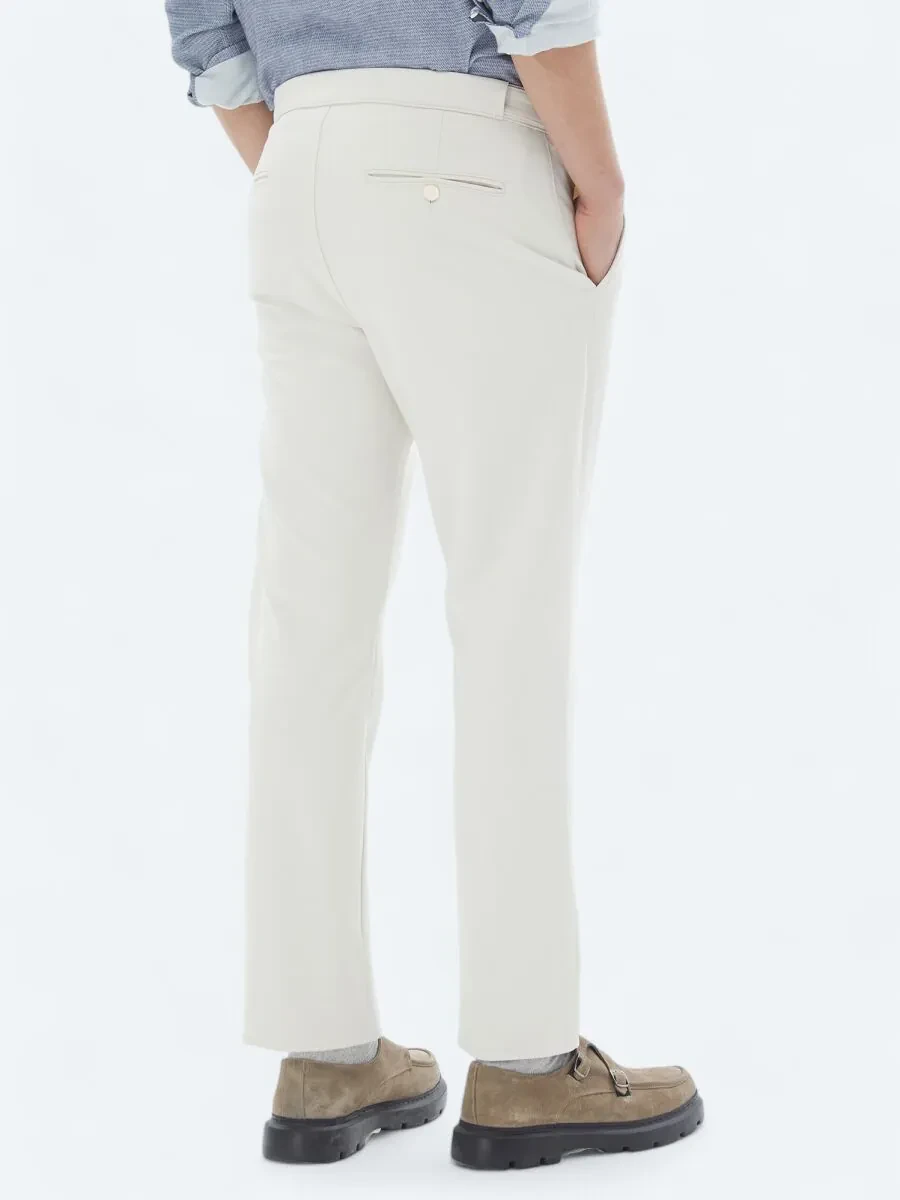 Beige Weaving Loose Fit Casual Trousers - 5