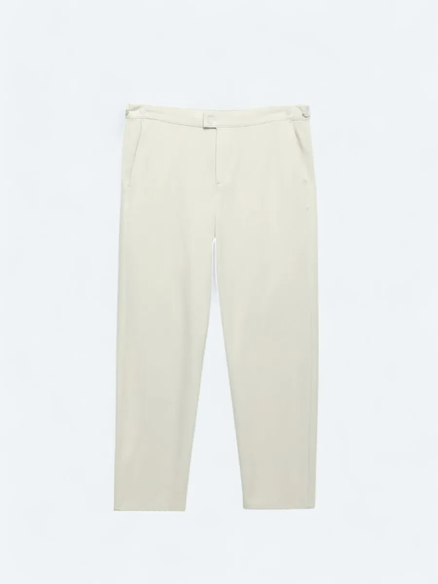 Beige Weaving Loose Fit Casual Trousers - 6