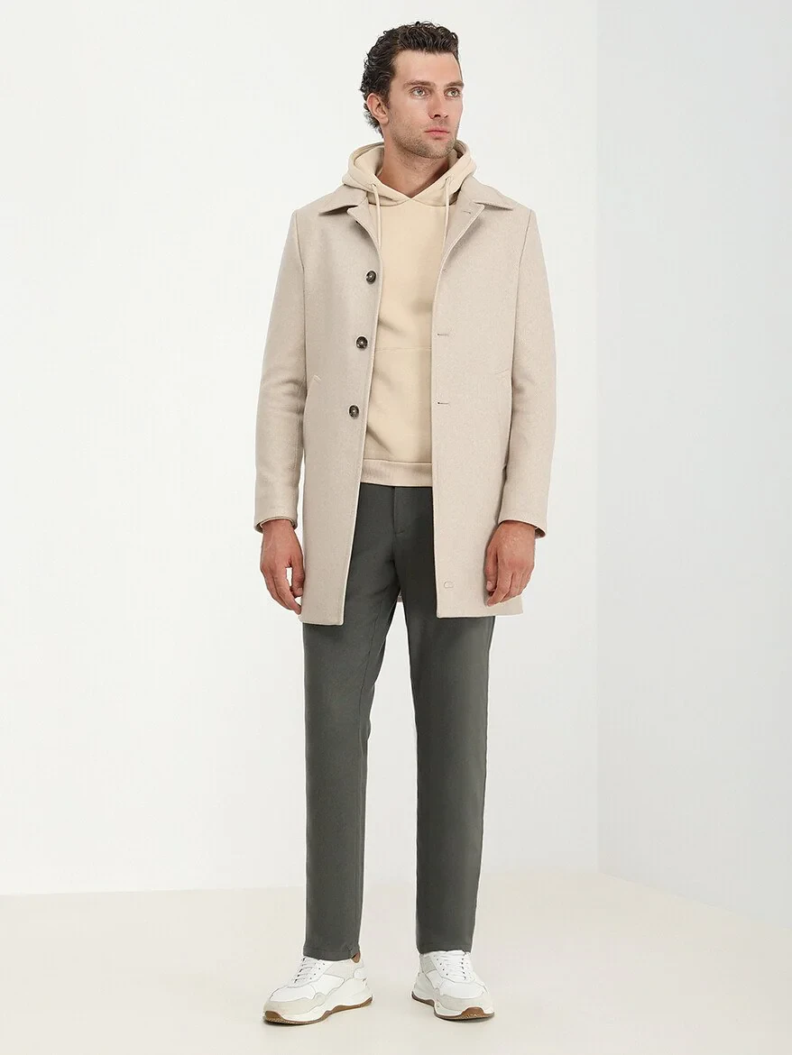 Beige Weaving Overcoat - 2
