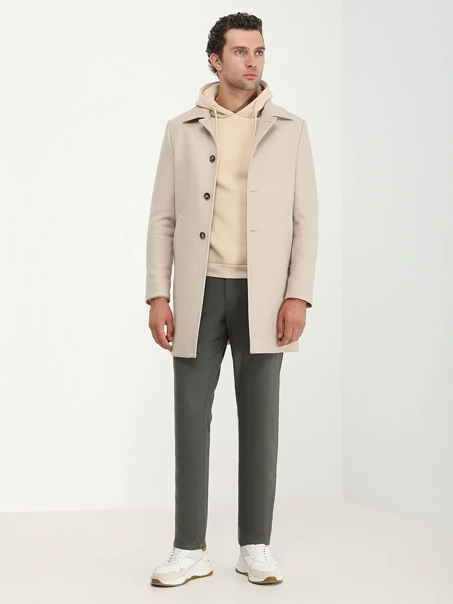Beige Weaving Overcoat - 2