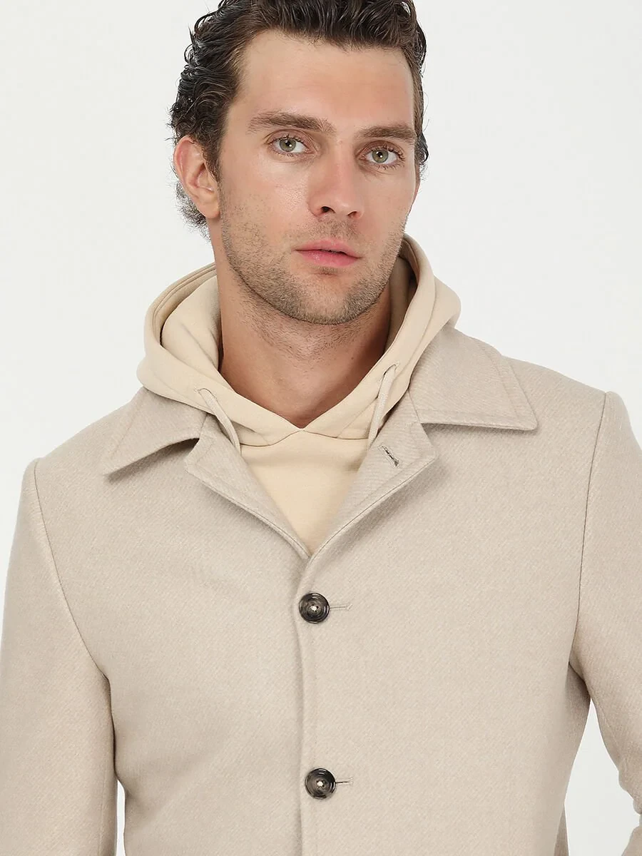 Beige Weaving Overcoat - 3