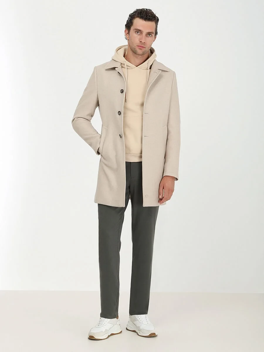 Beige Weaving Overcoat - 4