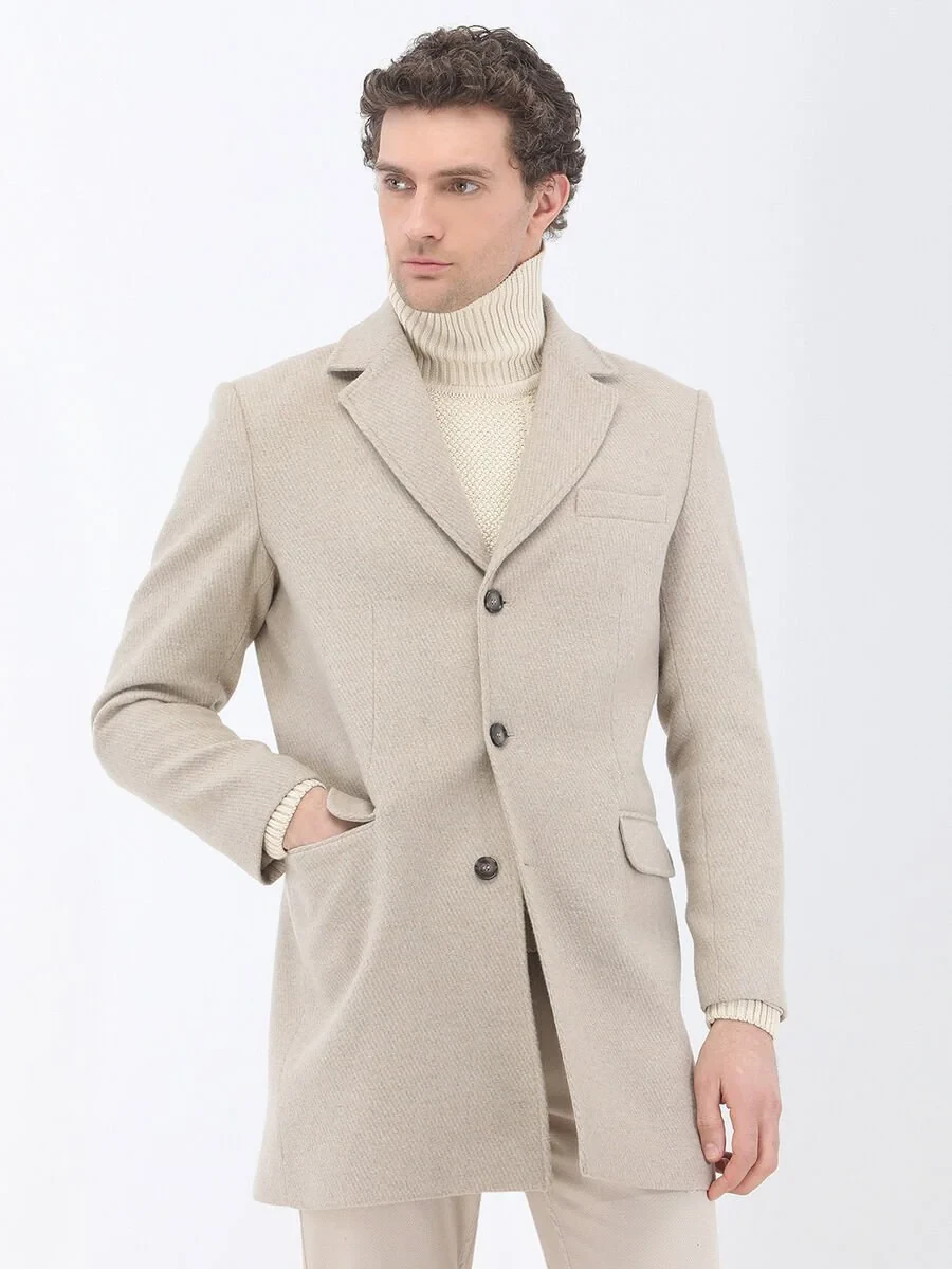 Beige Weaving Overcoat - 2