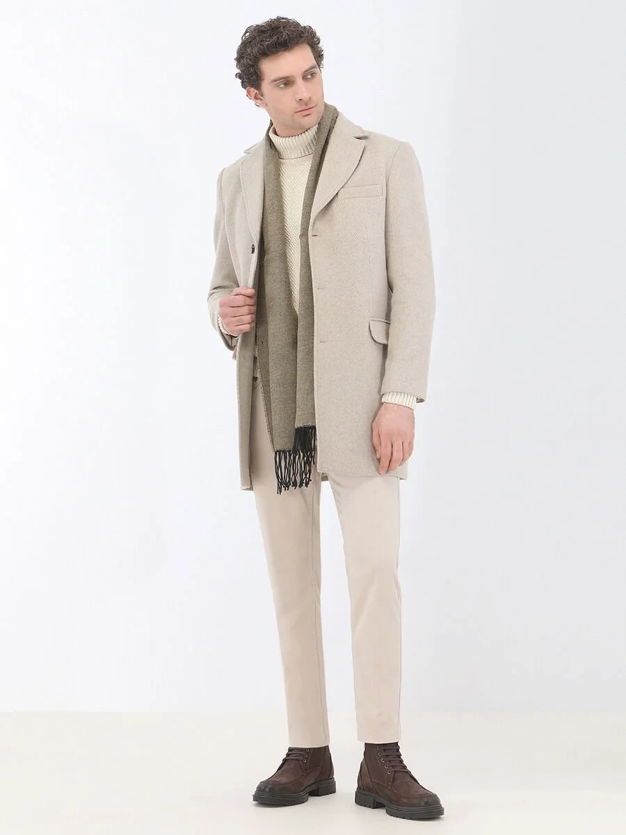 Beige Weaving Overcoat - 3