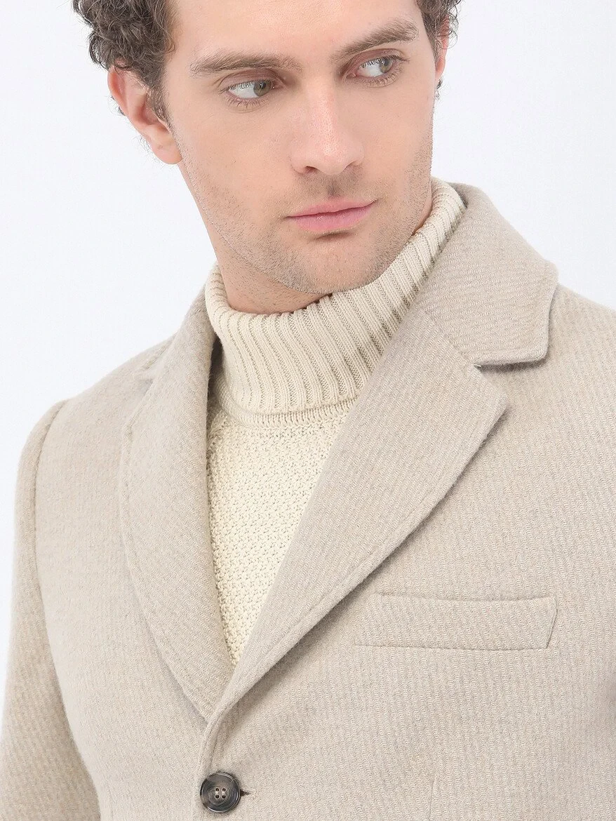 Beige Weaving Overcoat - 4