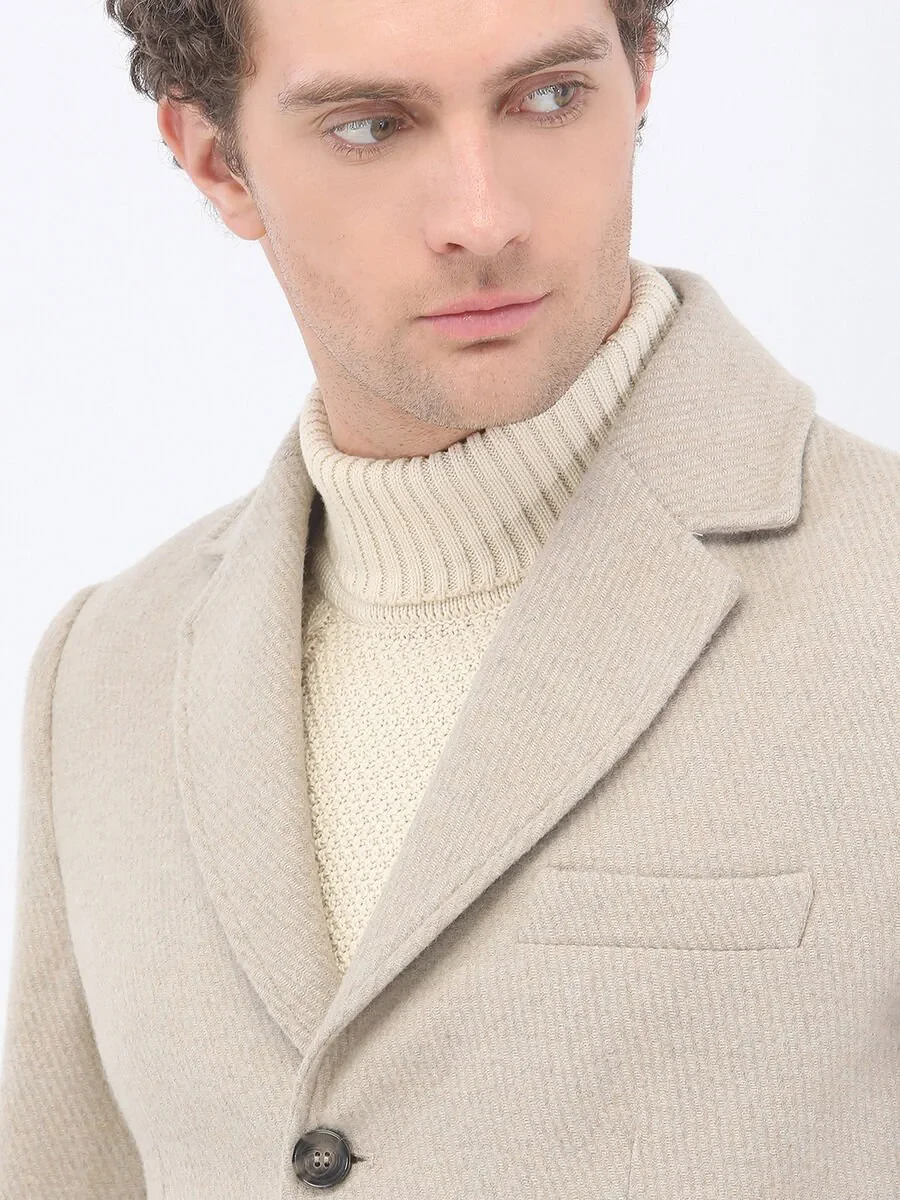 Beige Weaving Overcoat - 4