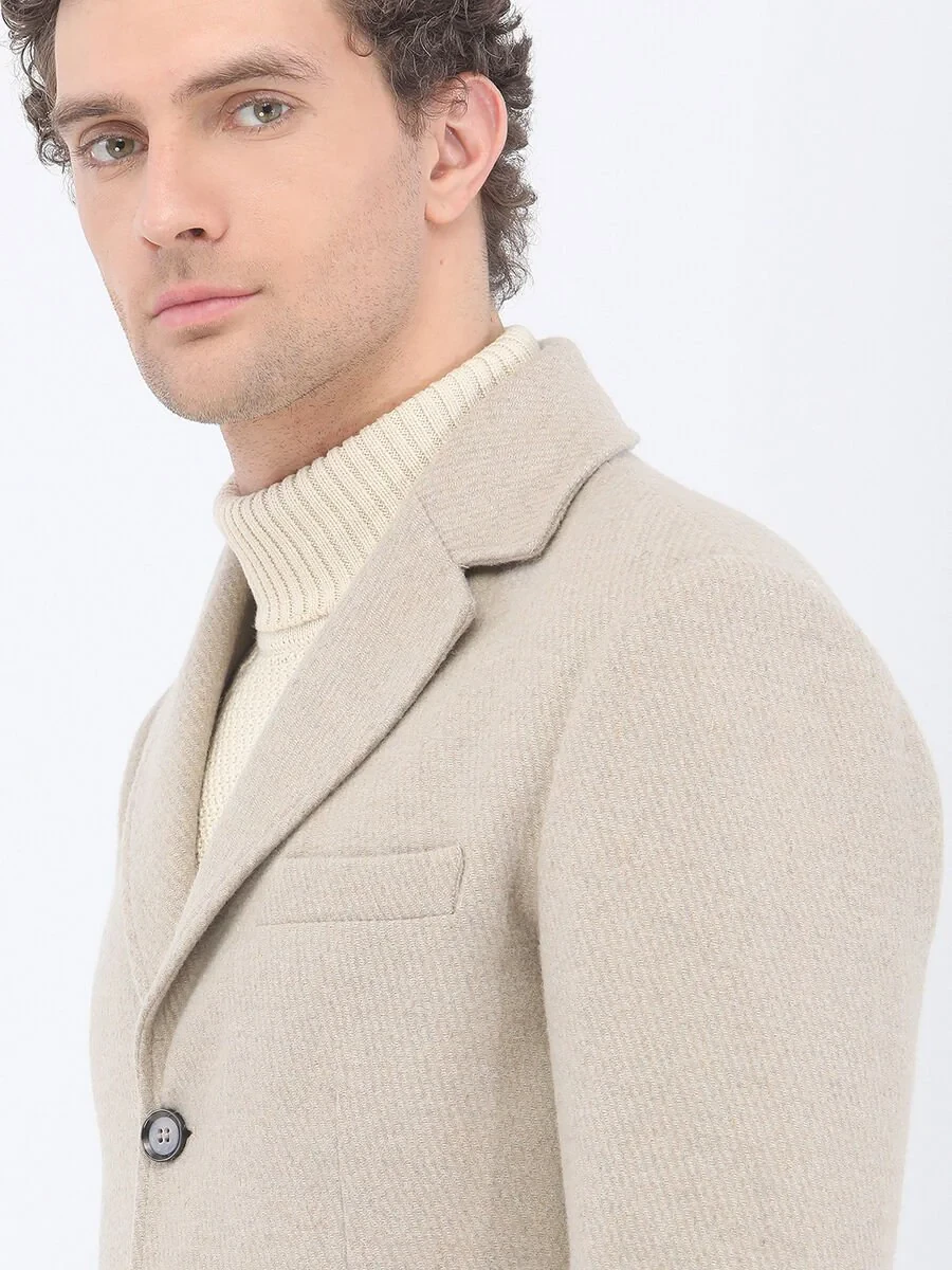 Beige Weaving Overcoat - 5
