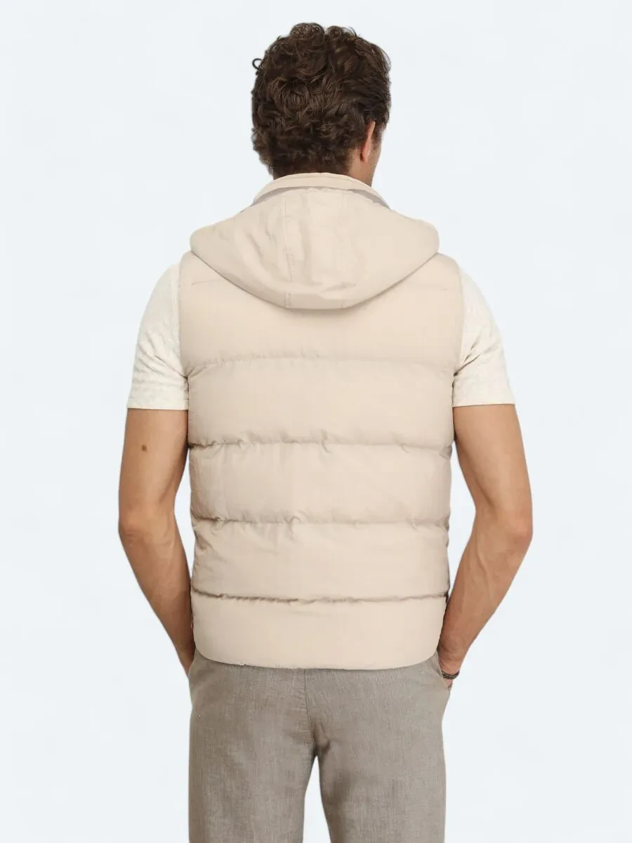 Beige Weaving Puffer Vest - 6