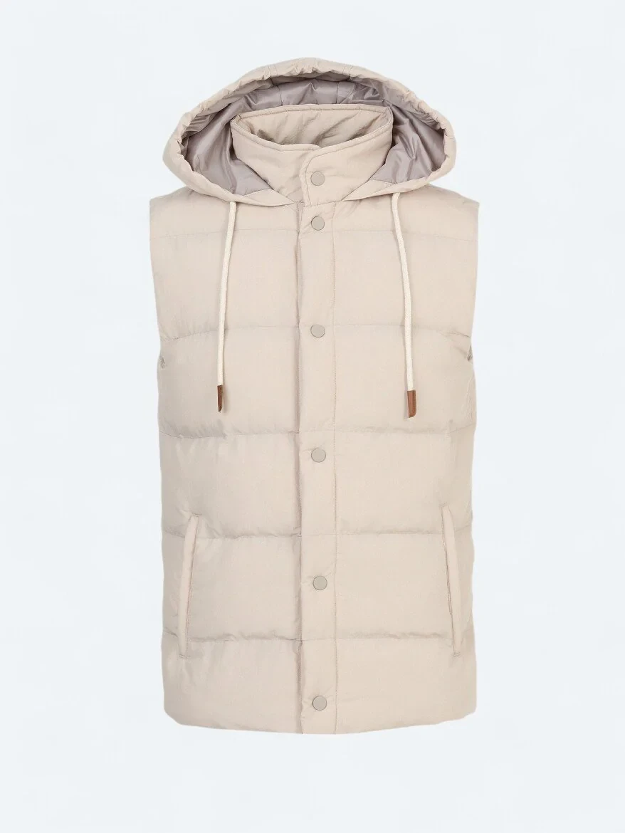 Beige Weaving Puffer Vest - 7