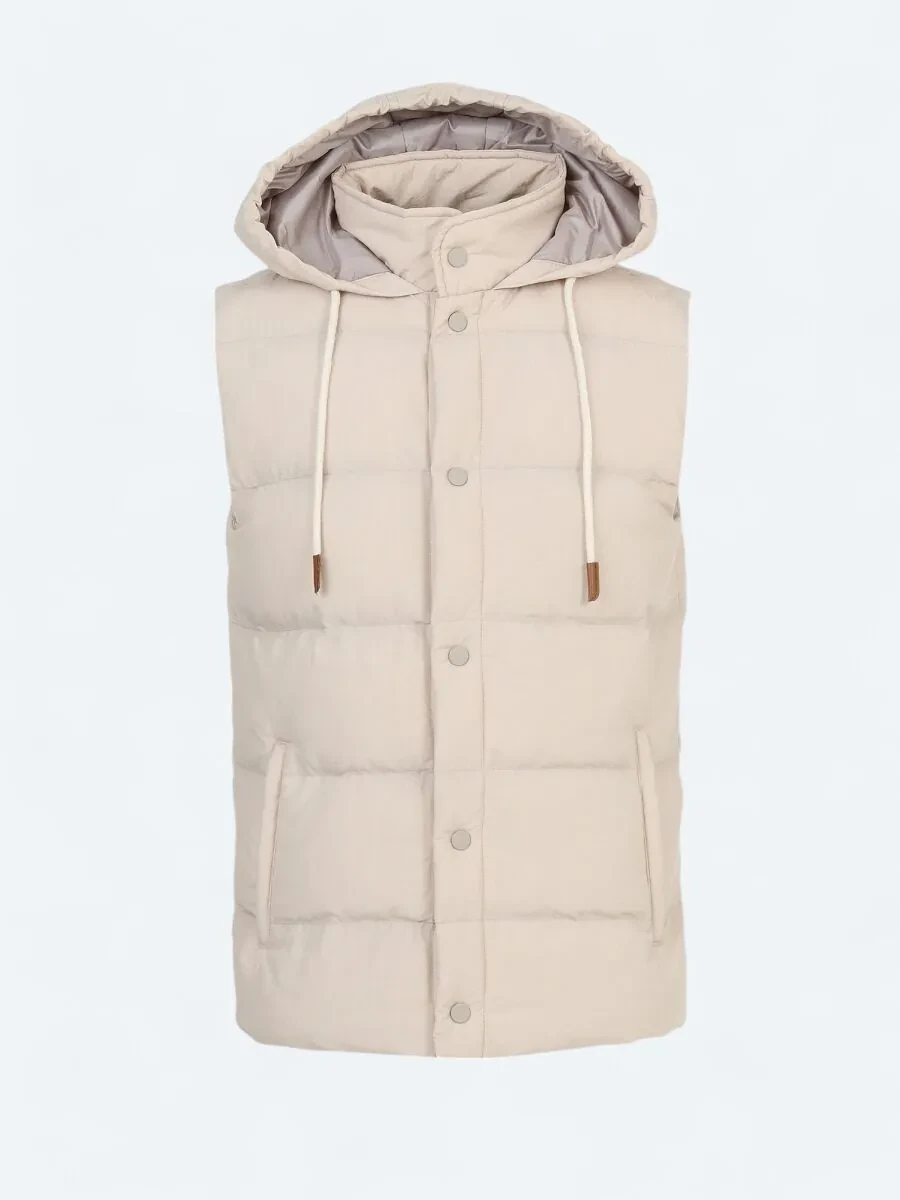 Beige Weaving Puffer Vest - 7