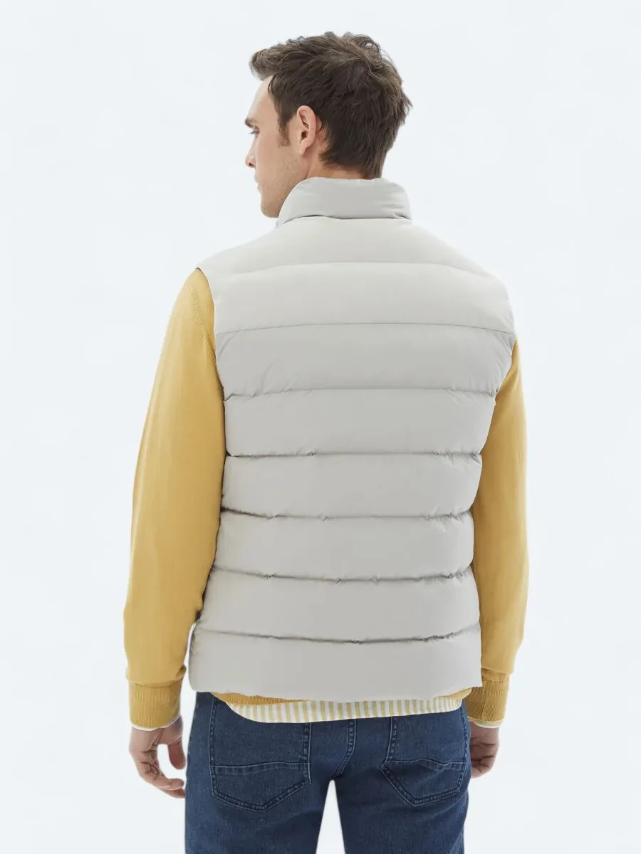 Beige Weaving Puffer Vest - 5