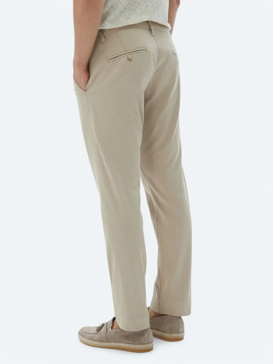 Beige Weaving Regular Fit Casual Cotton Blended Trousers - 5