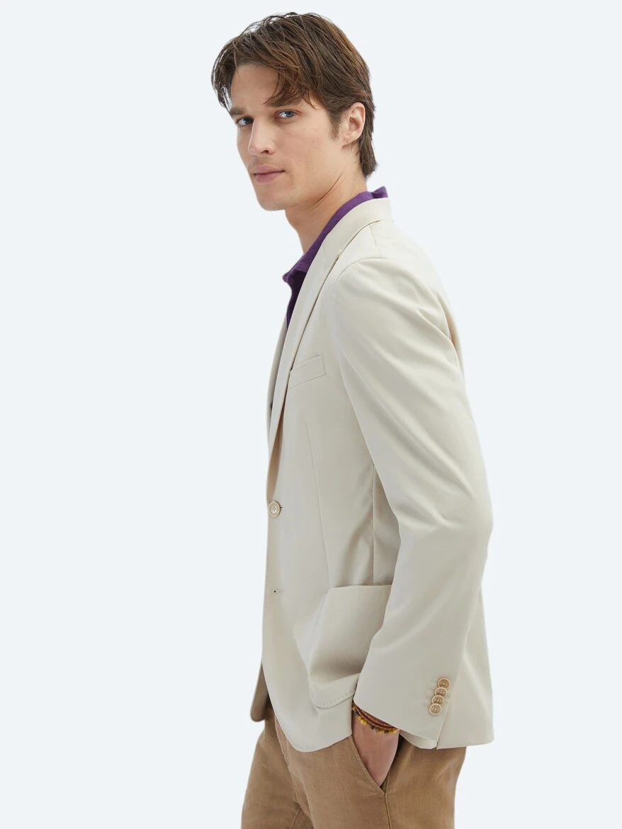 Bej Desenli Modern Fit Ceket - 3