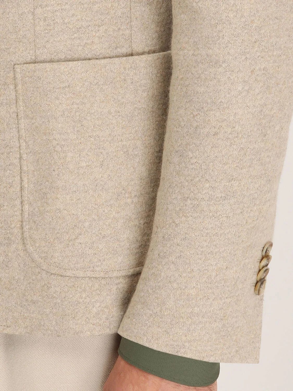 Bej Desenli Modern Fit Yün Karışımlı Örme Ceket - 5