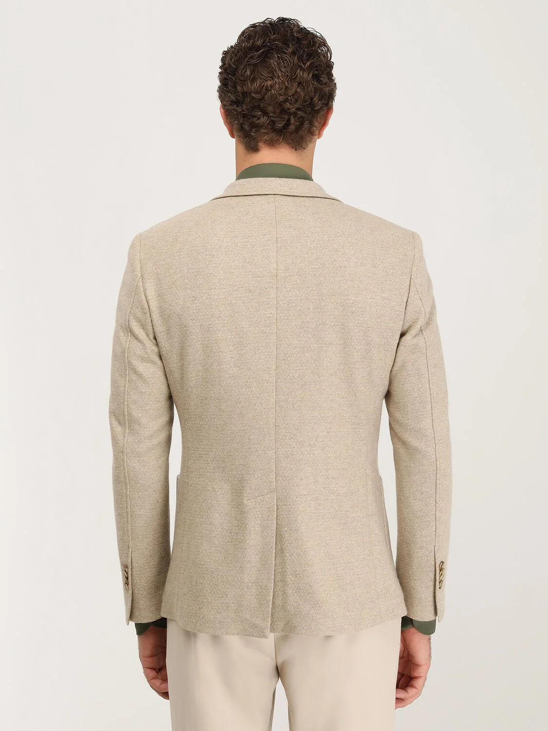 Bej Desenli Modern Fit Yün Karışımlı Örme Ceket - 7