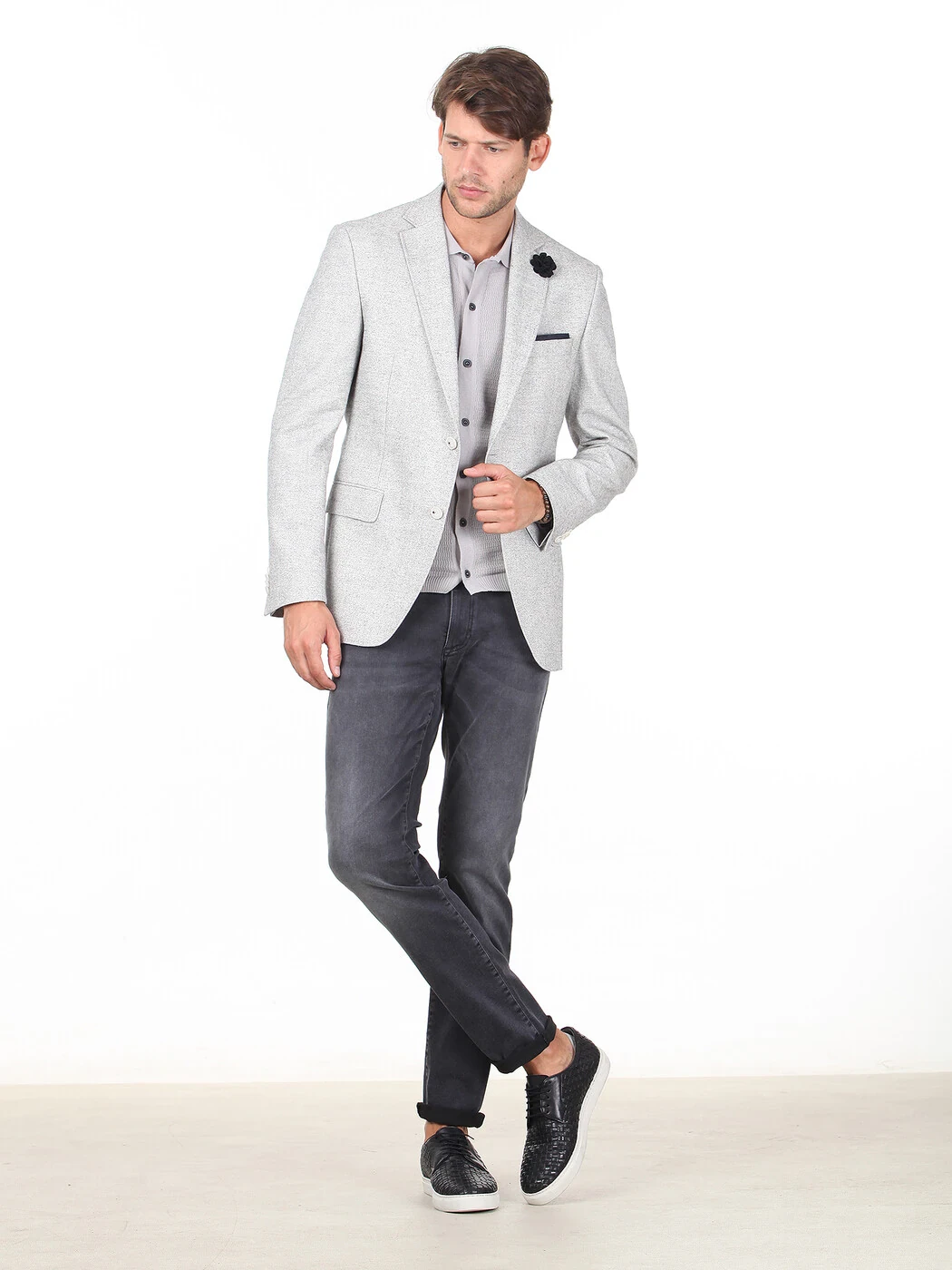 Bej Desenli Regular Fit Ceket - 3