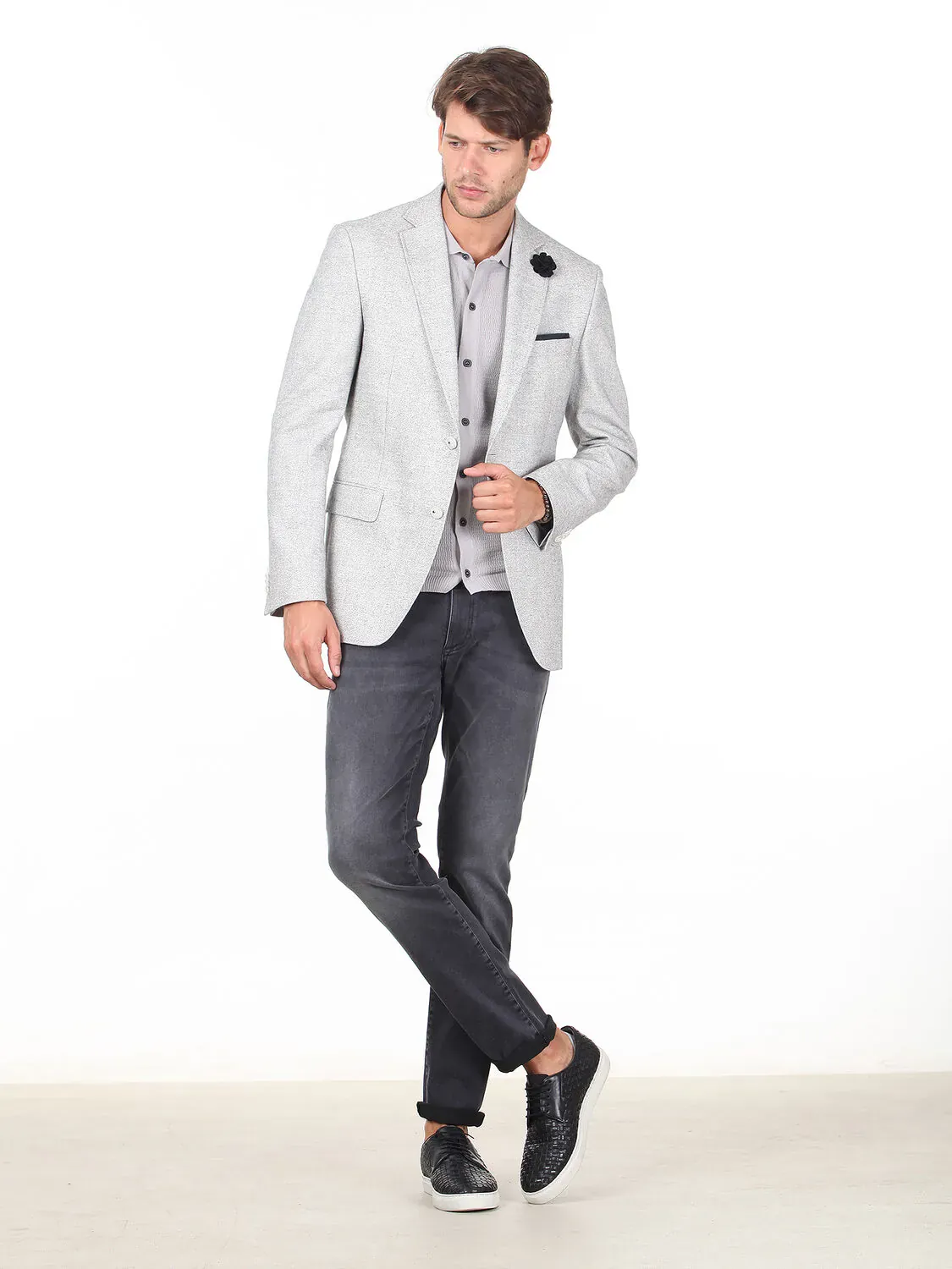 Bej Desenli Regular Fit Ceket - 3