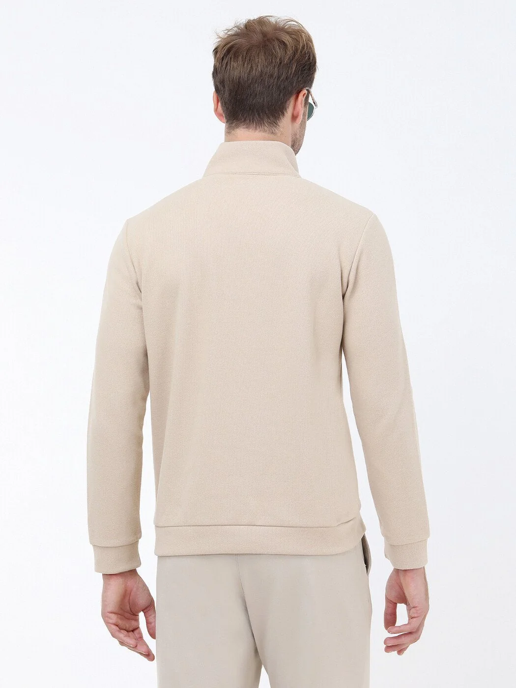 Bej Dik Yaka Sweatshırt - 6