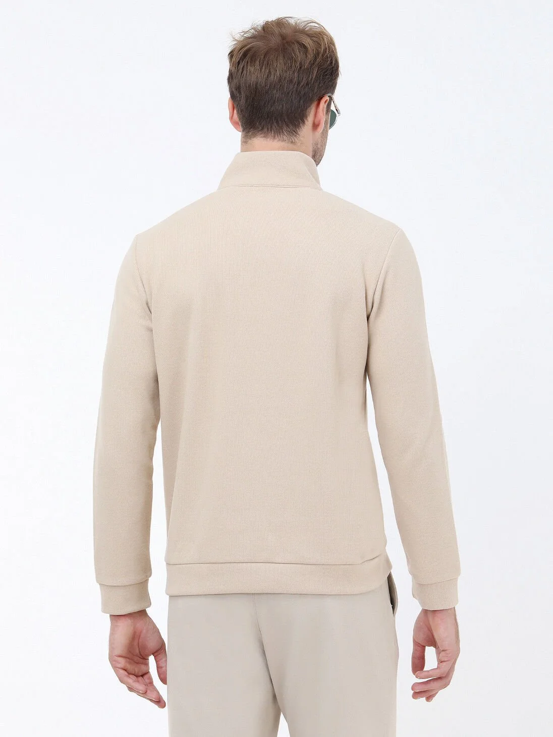 Bej Dik Yaka Sweatshırt - 6