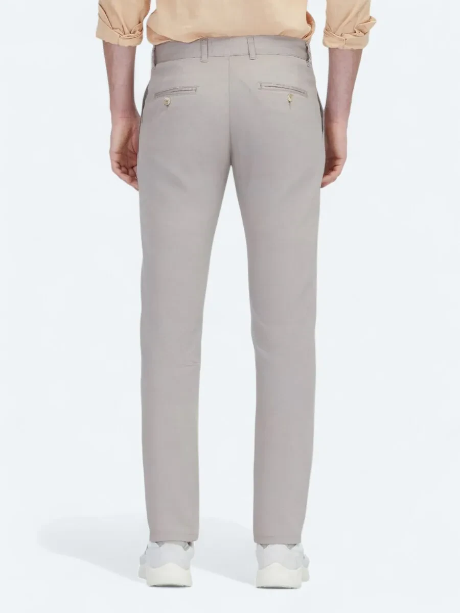 Bej Dokuma Casual Pamuk Karışımlı Pantolon - 4