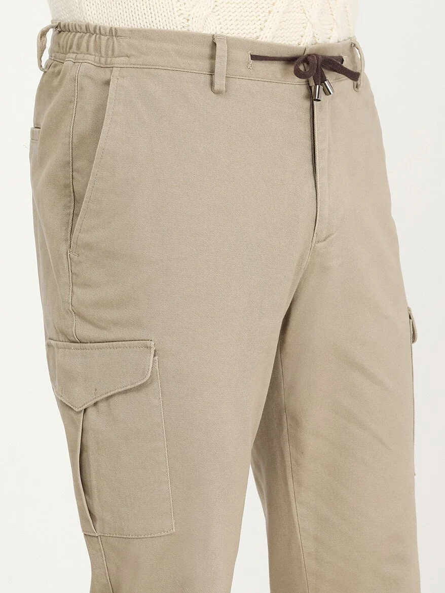 Bej Dokuma Jogging Fit Casual Pamuk Karışımlı Pantolon - 3