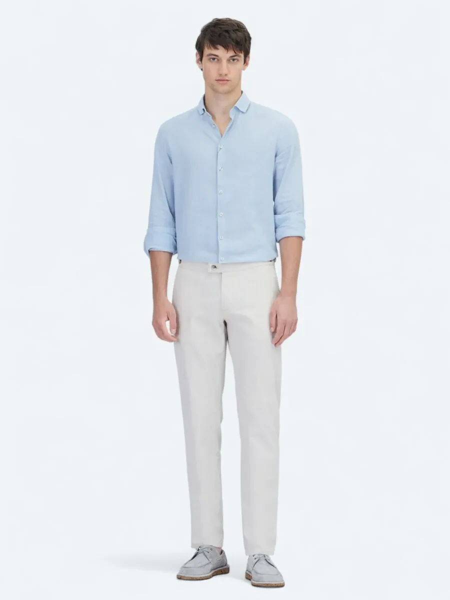 Bej Dokuma Fitted Fit Smart Casual Pamuk Karışımlı Pantolon - 1