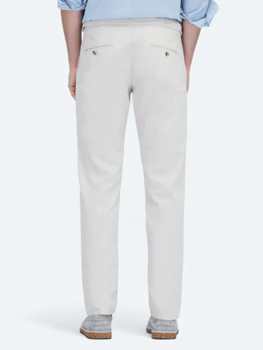 Bej Dokuma Fitted Fit Smart Casual Pamuk Karışımlı Pantolon - 6