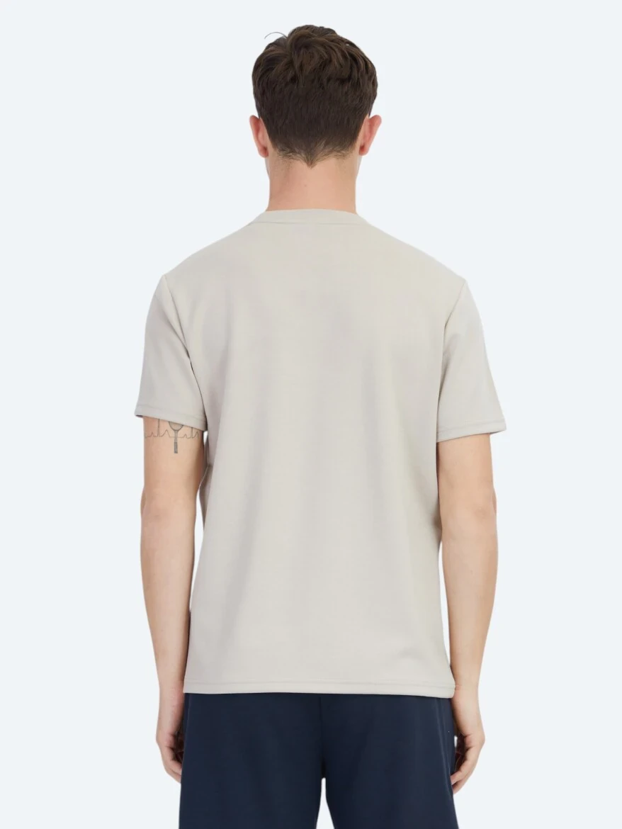 Bej Düz Bisiklet Yaka T-Shirt - 5