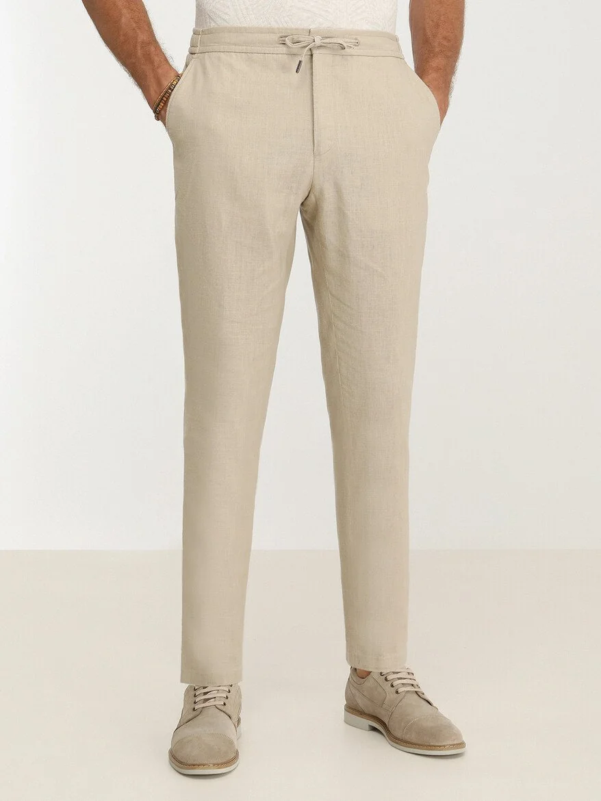 Bej Düz Modern Fit Takım Elbise - 7