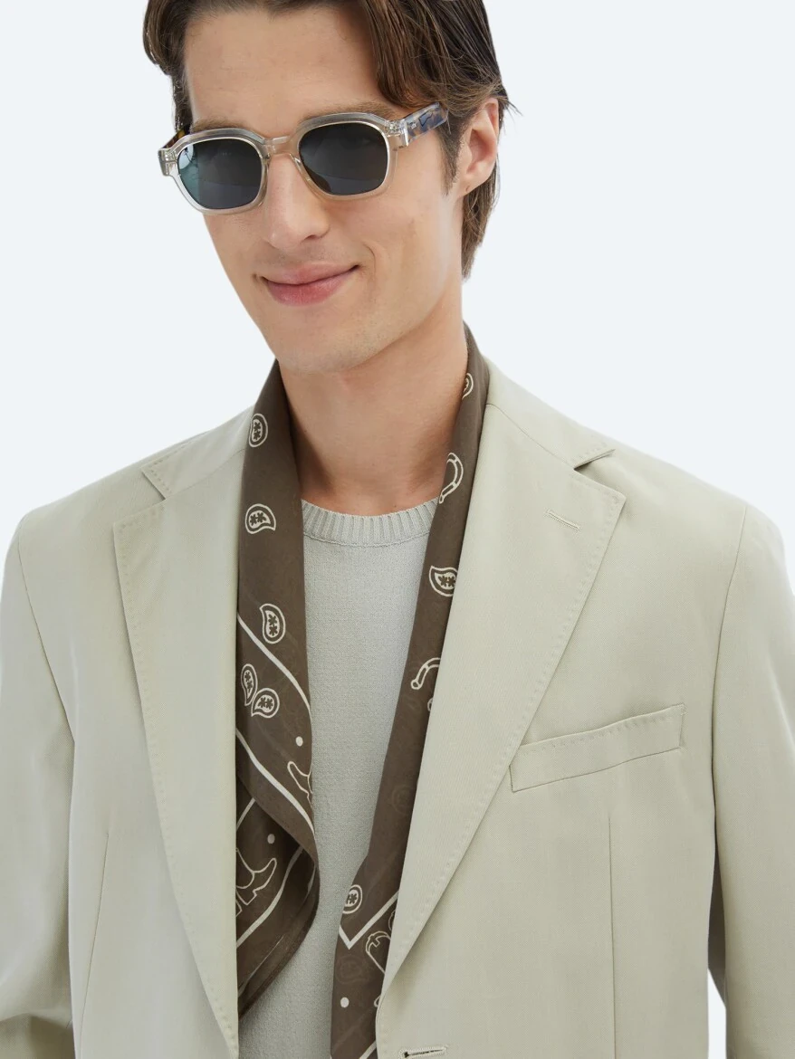 Bej Düz Modern Fit Takım Elbise - 4