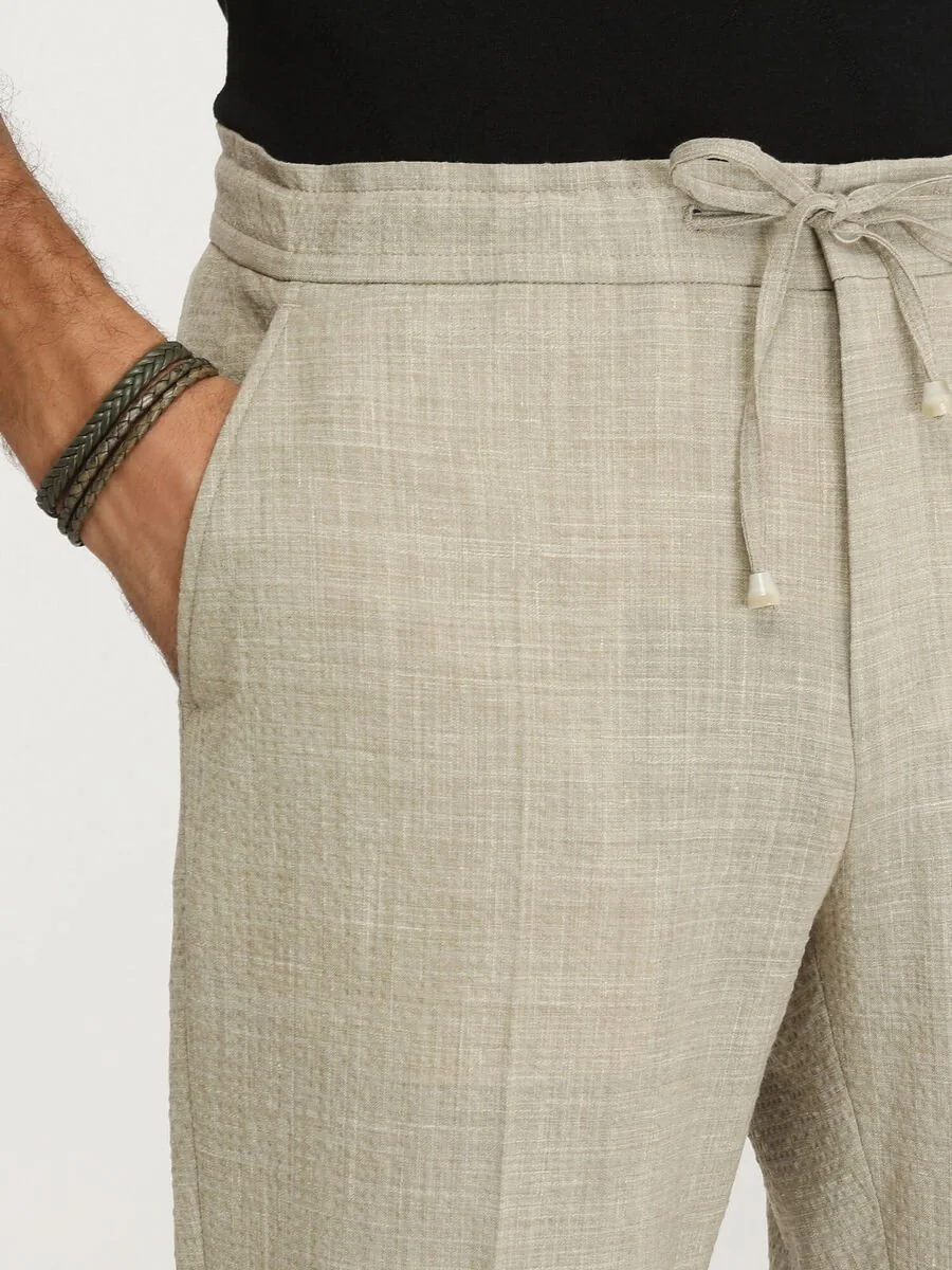 Bej Düz Modern Fit Yün Karışımlı Takım Elbise - 5