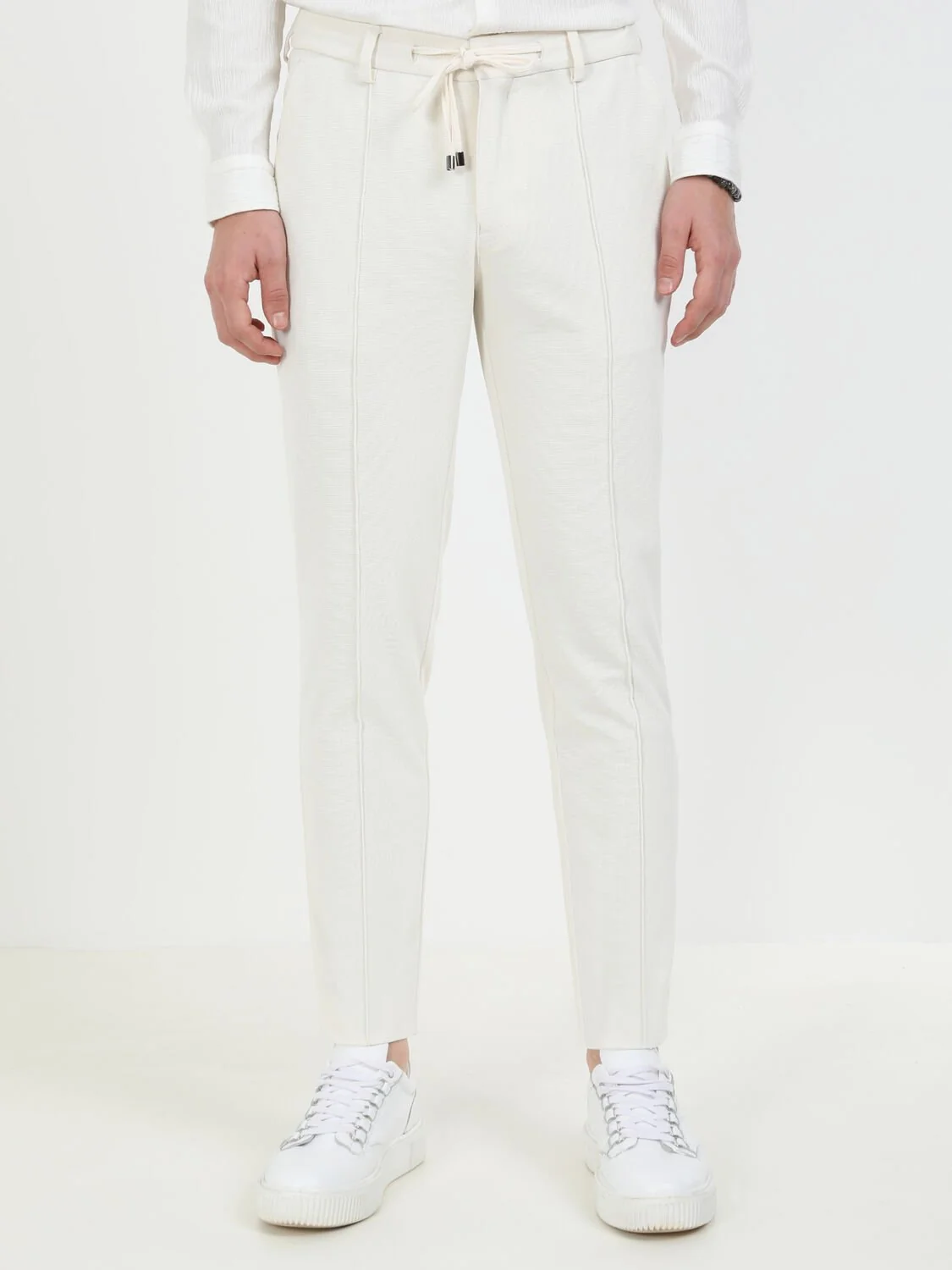 Bej Örme Jogging Fit Casual Pantolon - 2