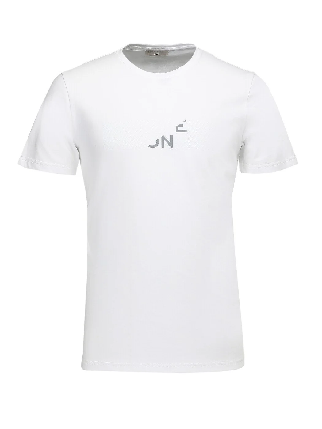 Beyaz Baskılı Bisiklet Yaka %100 Pamuk T-Shirt - 5