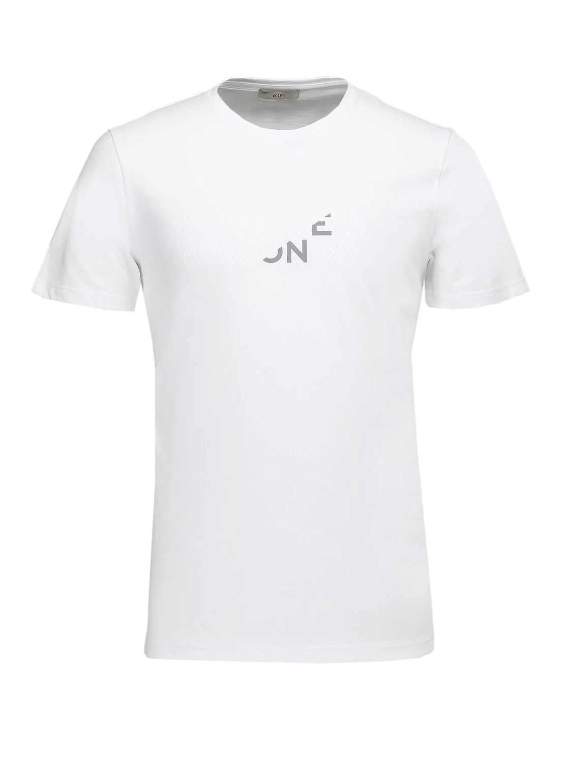 Beyaz Baskılı Bisiklet Yaka %100 Pamuk T-Shirt - 5