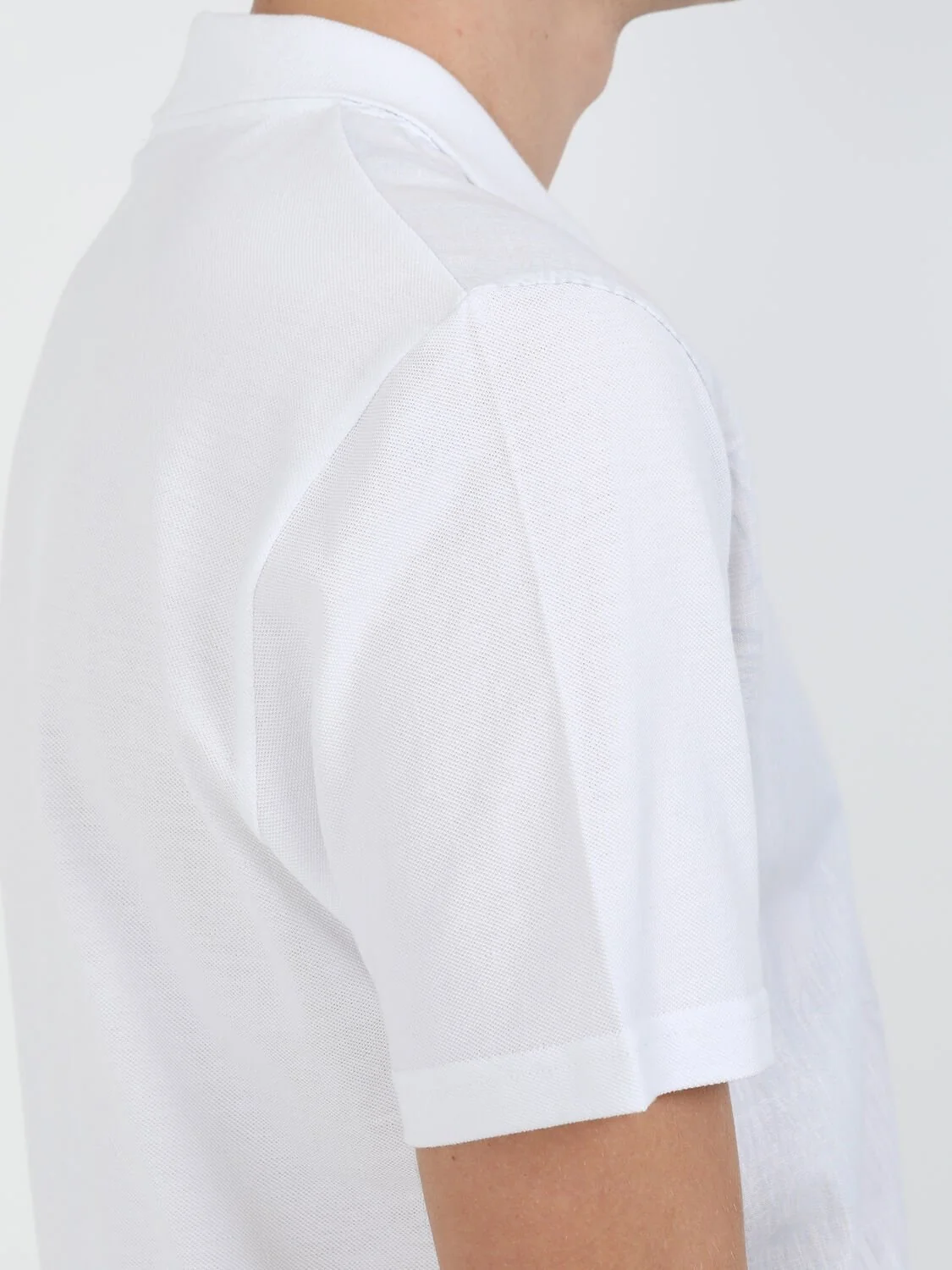 Beyaz Baskılı Polo Yaka %100 Pamuk T-Shirt - 4