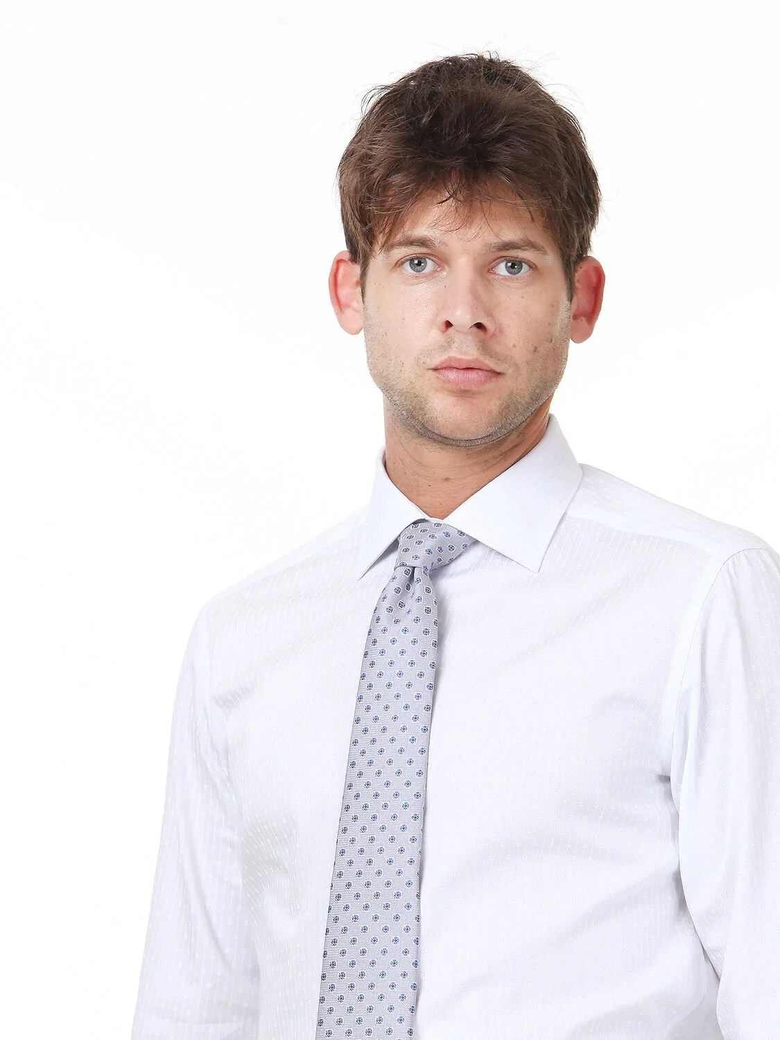 Beyaz Baskılı Slim Fit Dokuma Klasik %100 Pamuk Gömlek - 2
