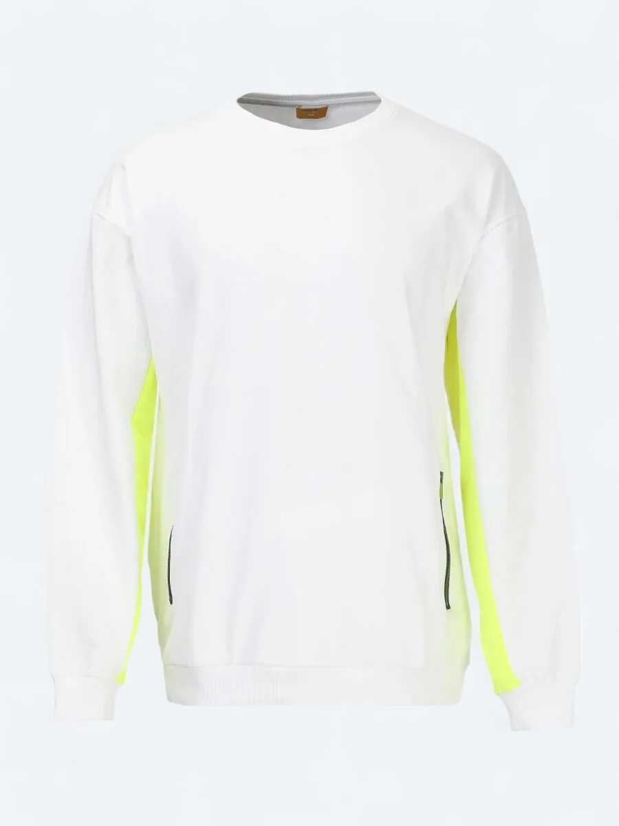 Beyaz Bisiklet Yaka Sweatshırt - 7
